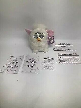 Vintage Furby 1998 70 - 800 white snowball with Tag And Manuals 2