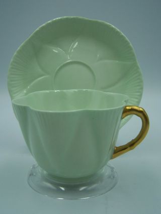 Vintage Shelley Cup Saucer Pastel Lime Green Dainty Shape
