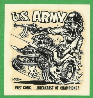 Vintage 1966 Ed Roth " U.  S.  Army 1 A " Driver By Draft Water Decal Art