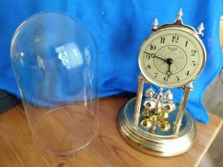 Vintage BULOVA Anniversary Glass Dome Clock Germany - Quartz 3