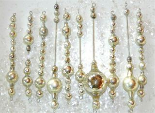 All Vintage Silver Mercury Glass Bead Icicle Ornaments Christmas Garland