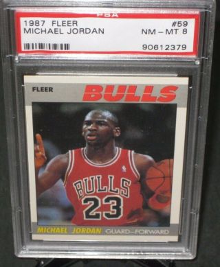 1987 Fleer Michael Jordan Basketball Card 59 Psa 8 Nm - Mt Chicago Bulls 2nd Year