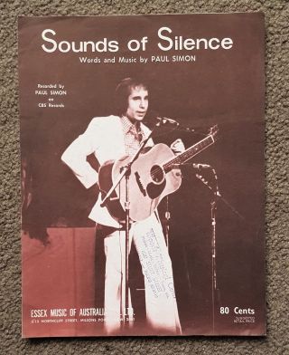 Paul Simon - Sounds Of Silence - Vintage Australian Sheet Music