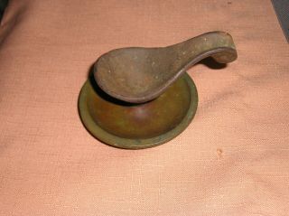 Antique Vintage Pipe Rest - Solid Brass Dish With Ornate Cast Iron Pipe Holder