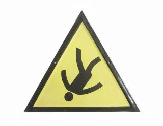Vintage Porcelain Enamel Tin Sign Caution Danger Of Falling