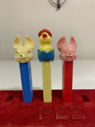 Vintage Easter Pez Dispensers No Feet (easter Bunny And Chick In An Egg)