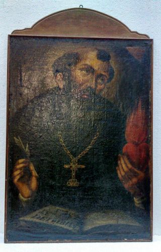 Fine Antique Early 18th Century Religious Oil On Canvas Painting With Frame