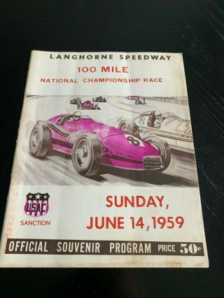 Vintage 1959 Langhorne Speedway Usac National Championship Race Program