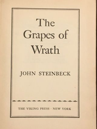 The Grapes of Wrath by John Steinbeck Viking Press 1939 HC classics 3