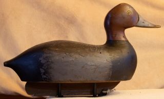 Vintage Andy Meyers Drake Redhead Duck Decoy Hollow Carved Meyers Paint Michigan