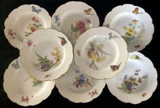 8 Antiques meissen porcelain Plates Art Nouveau Naturalistic B 2