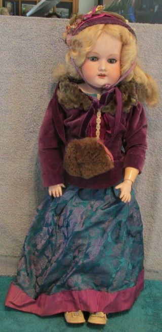 Antique German Armand Marseille 370 Dep 22 " Bisque Shoulderhead Doll Kid Body