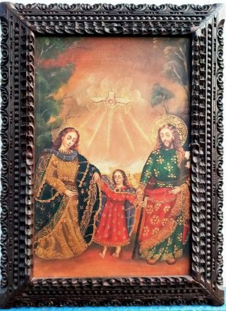 Fine Antique Early 19th Century Religious Oil On Canvas Painting With Frame