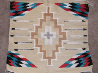 Vtg Native American Indian Hand Woven Wool Rug - Wall Hanging 29x28 Estate Find 3