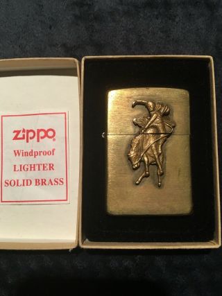 Vintage Zippo Marlboro Country Store Brass Cowboy Rodeo Lighter