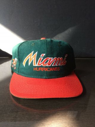 Vintage Miami Hurricanes Sports Specialties Hat Cap Script Snapback Hat Ncaa