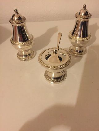 Vintage Silver Plated England Condiment Set Pepper Salt And Mustard 4,  5”&3”