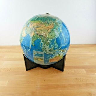 Vintage Mcm Rand Mcnally World Portrait Globe W/ Black Plastic Cradle Stand 12 "