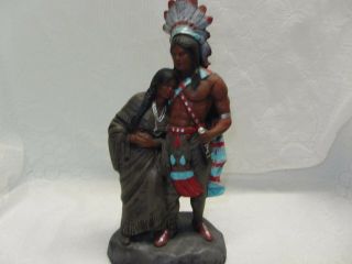 Vintage Ceramic Native American Indian Woman Man Couple