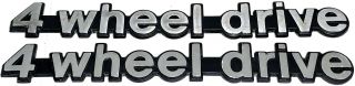 Vintage Jeep Grand Wagoneer Cherokee— " 4 Wheel Drive " Body Nameplate Emblems,  2pc