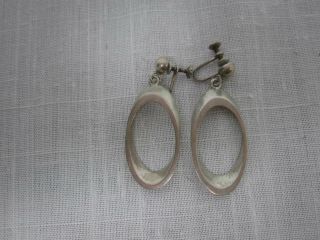 Vintage Sterling Silver Oval Hoop Screw Back Earrings
