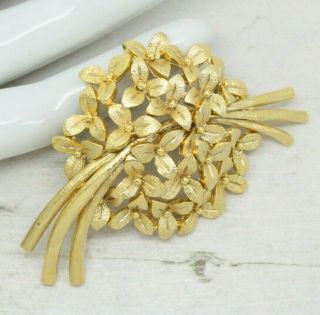 Vintage Signed Golden Floral Shooting Star Spray Brooch Pin Jewellery