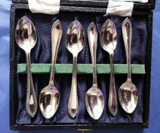 Vintage Silver Plated Epns Boxed Set Of 6 Teaspoons