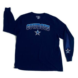 Dallas Cowboys Authentic Mens Nfl Long Sleeve Cotton Navy Blue 2xl T - Shirt Tee