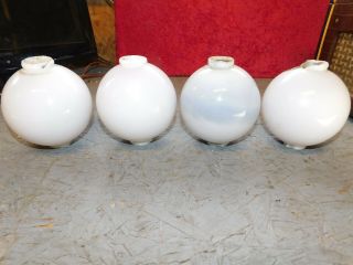 4 Antique Lightning Rod Globe Weathervane Pendants Milk White Glass