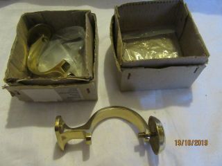 Pair Vintage Curtain Pole Brackets (52mm Diameter Pole) In Boxes