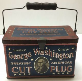 Vintage George Washington – Greatest American Cut Plug Lunchbox Tobacco Tin