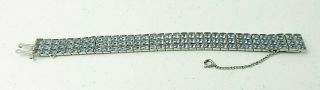 Vintage Weiss Costume Jewelry Signed Clear Blue Rhinestone Silver Tone Bracelet