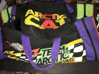 Vintage Arctic Cat Large Duffel Travel Gear Bag Snowmobile Neon Checkered