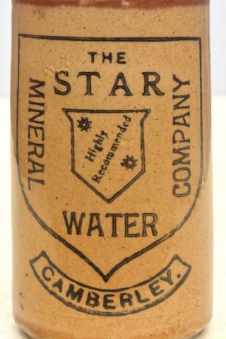 Vintage C1900s The Star Mineral Water Camberley Surrey Stone Ginger Beer Bottle