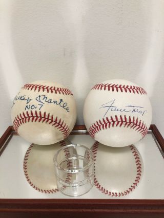 Mickey Mantle & Willie Mays Signed Baseball Psa/dna Full Yankees/giants Hof