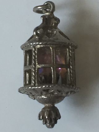 Unique Vintage Antique Silver Charm Pendant Of A Lantern Love Heart Design