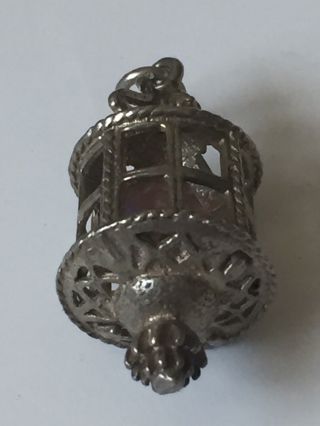 Unique Vintage Antique SILVER CHARM PENDANT Of A Lantern Love Heart Design 2