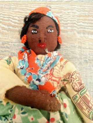 Vintage Black Americana Girl Rag Doll Cloth Handmade 8 