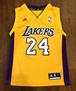 Kobe Bryant 24 La Los Angeles Lakers Adidas Nba Basketball Jersey Youth S Small
