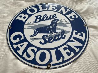 Vintage Bolene Gasoline Porcelain Sign,  Gas Station Pump Plate,  Motor Oil