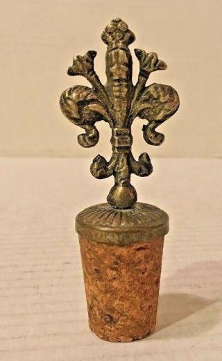 Vintage Wine Cork With Decorative Brass Top