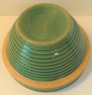 Vintage Antique Green Glaze Pottery Stoneware MIXING BOWL Ringed 8 3