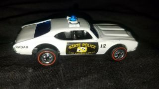 Vintage Mattel 1969 Hot Wheels Redline White " State Police Cruiser Olds 442”