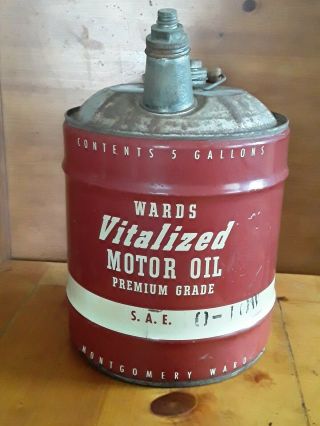 Vntg Montgomery Ward - Wards Vitalized Motor Oil 5gal Can