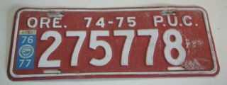 1974 - 75 Old Oregon License Plate Puc Public Utilities Commission Man Cave