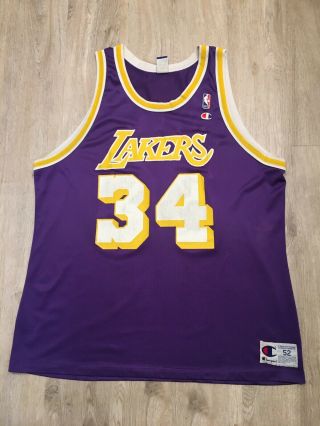 Vtg Champion Shaquille O’neal Jersey La Lakers Nba 34 - Vintage 90s Size 52