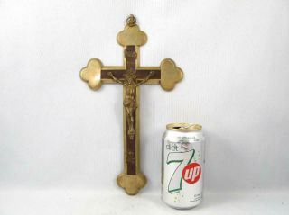 Antique/vintage X - Large 12  Brass Pectoral Cross Crucifix W/ Skull & Bones