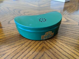 Vintage Green Ventilated Tin Metal Bait Box For Belt Earthworm Container