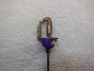 Hatpin Hat Pin Vintage Antique Sword Enamel Us ? Eagle Handle
