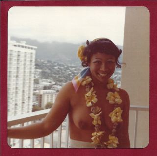 1970s Vintage Nude Polaroid Photo Perky Breasts Amateur Wife Hawaiian Hula Pinup